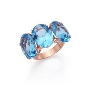 SORTIJA PLATA DORADA Y PIEDRAS