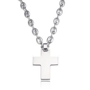 CADENA CALABROTE CON CRUZ PLATA