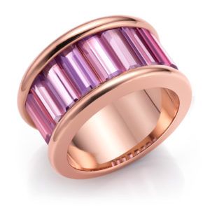 SORTIJA PLATA DORADA Y PIEDRAS