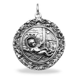 MEDALLA CUNA NIÑO ENTRE PAJAS