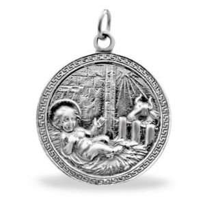 MEDALLA CUNA NIÑO ENTRE PAJAS