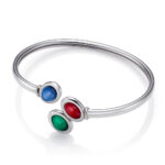 PULSERA PLATA RÍGIDA Y PIEDRAS