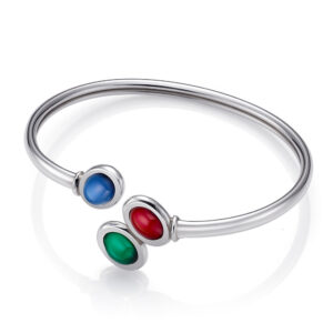 PULSERA PLATA RÍGIDA Y PIEDRAS