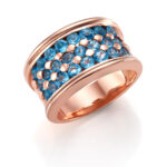 SORTIJA PLATA DORADA Y PIEDRAS