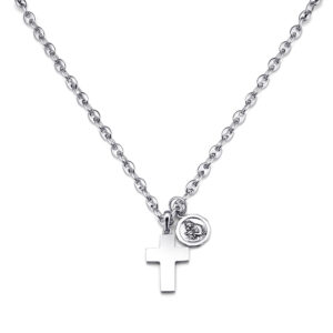 CADENA CALABROTE CON CRUZ Y ESCAPULARIO PLATA