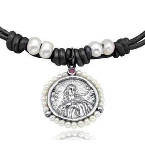 GARGANTILLA CUERO Y MEDALLA PLATA