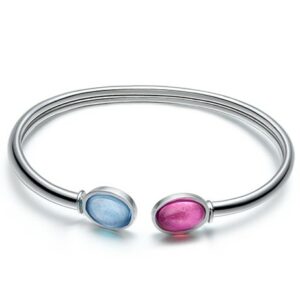 PULSERA PLATA RÍGIDA Y PIEDRAS