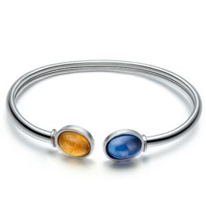 PULSERA PLATA RÍGIDA Y PIEDRAS