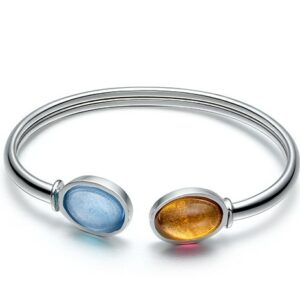 PULSERA PLATA RÍGIDA Y PIEDRAS